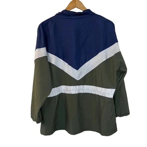 Rouge Windbreaker Jacket Womens Plus 2X Colorblock Quarter Zip Olive Navy White - Picture 2 of 7